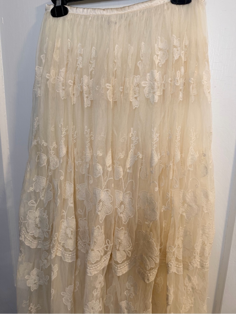 Brenda knight for free people Bohemian Lace Tiered Maxi Skirt in Cream - Picture 3 of 7